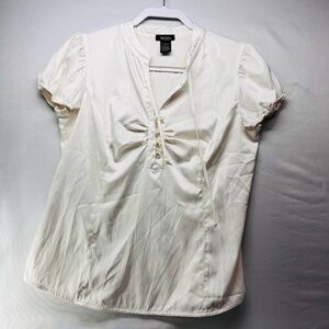 Bob Mackie‎ Cream Blouse with Button Accents